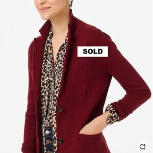 J. Crew Sweater Blazer Jacket Pockets 100% Cotton Small Red Wine Garnet